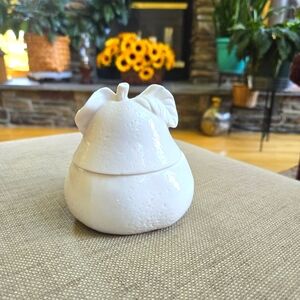 Vintage White Porcelain Pear Shaped Trinket or Condiment Jar